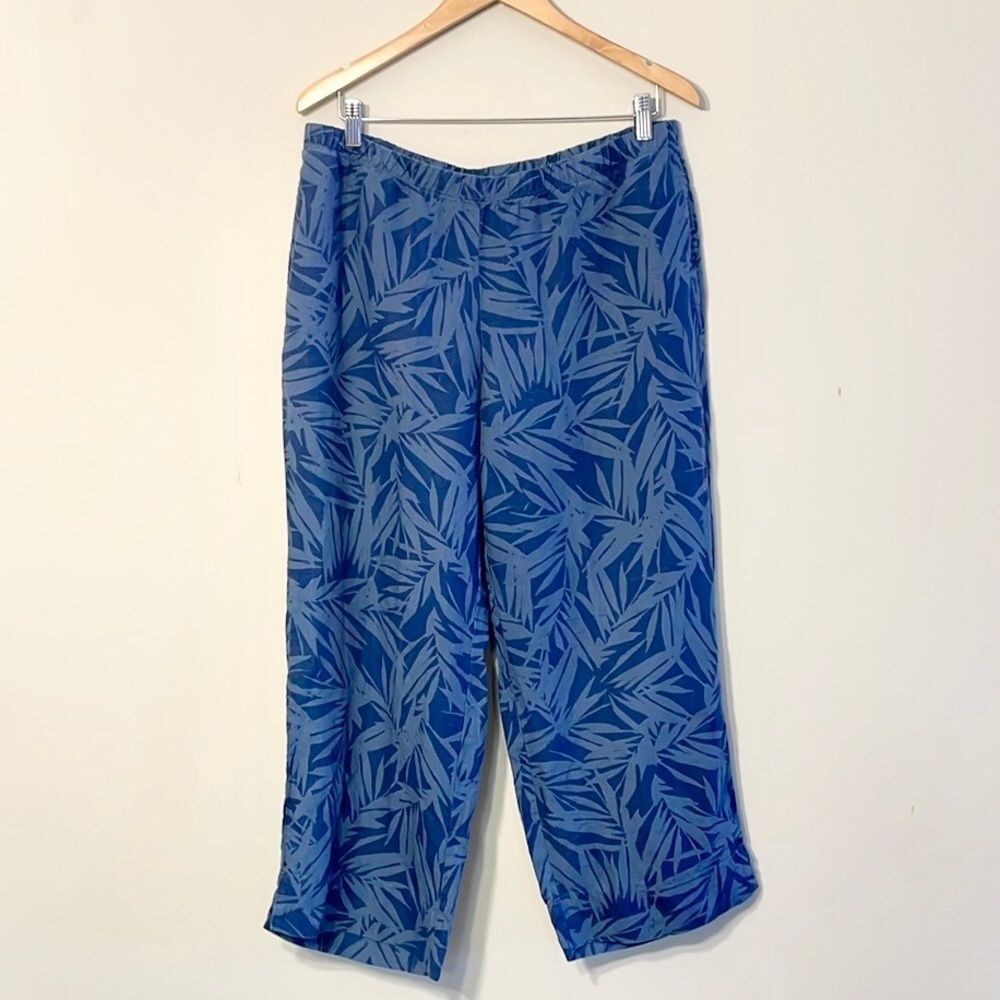 J. Jill Love Linen Palm Leaf Tropical Print Pants Medium